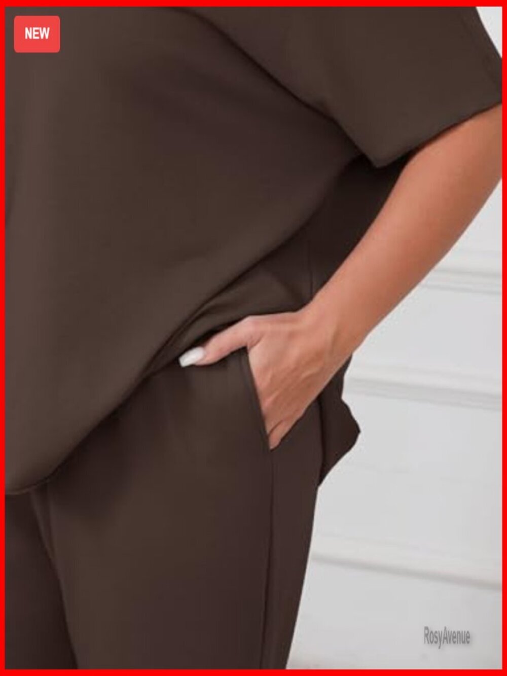 Plus Size 2 Piece Lounge Set 3/4 Sleeve Capelet Wide Leg Pants Pockets - Picture 6 of 7